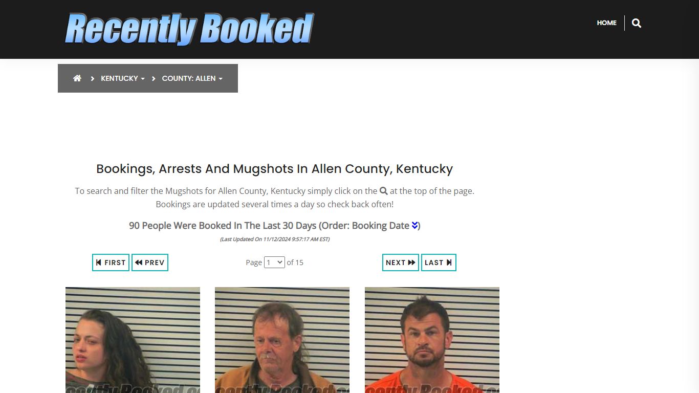 Bookings, Arrests and Mugshots in Allen County, Kentucky - Recently Booked